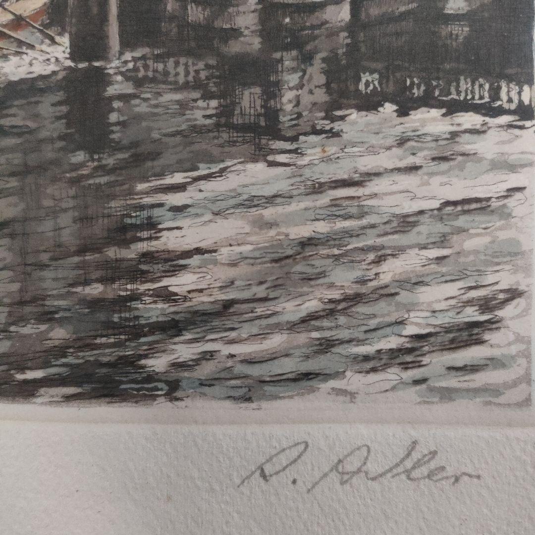 Adler Richard作エッチング『ハンブルク市庁舎とクライネ アルスター』