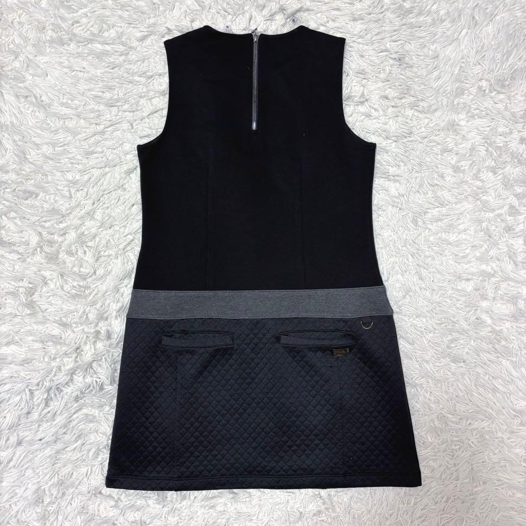 ランバンスポール ワンピース ノースリーブ ブラック ゴルフ バックジップ