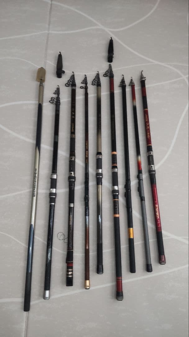 磯竿８本 アオリイカギャフ１本 計 ９本