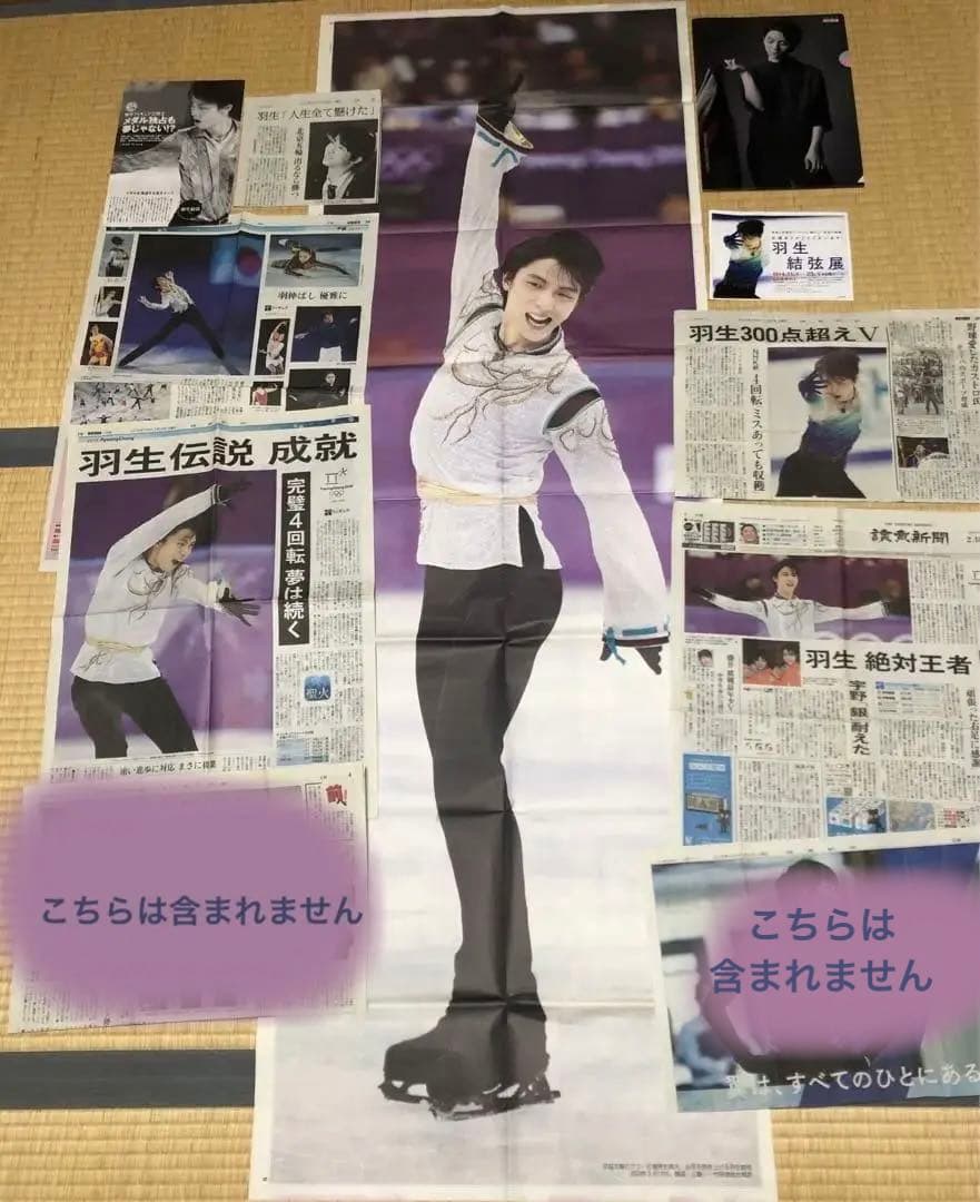 羽生結弦　特大新聞+新聞各種。クリアファイル付