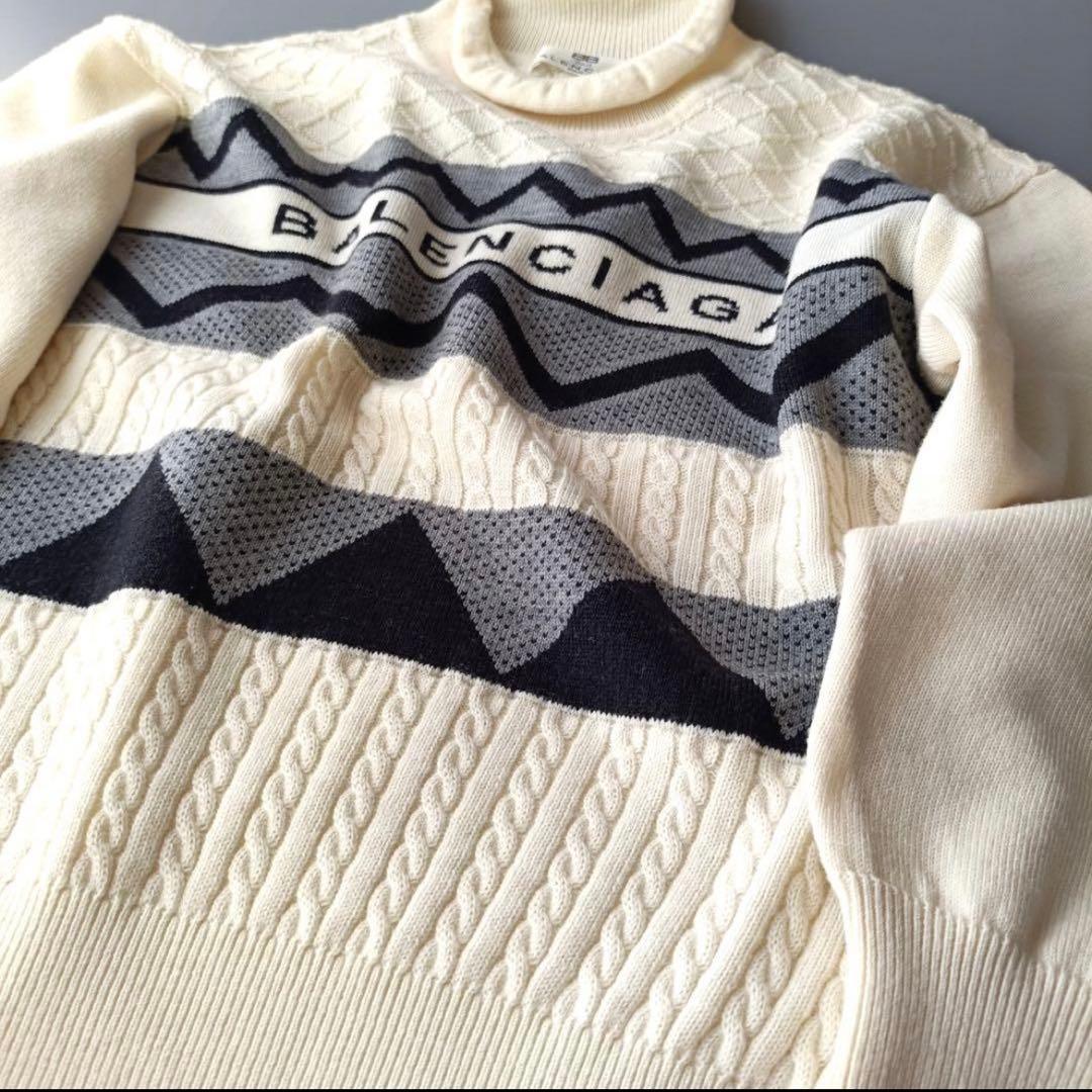 バレンシアガ　セーター　BALENCIAGA タートルネック　ホワイト　ゴルフ