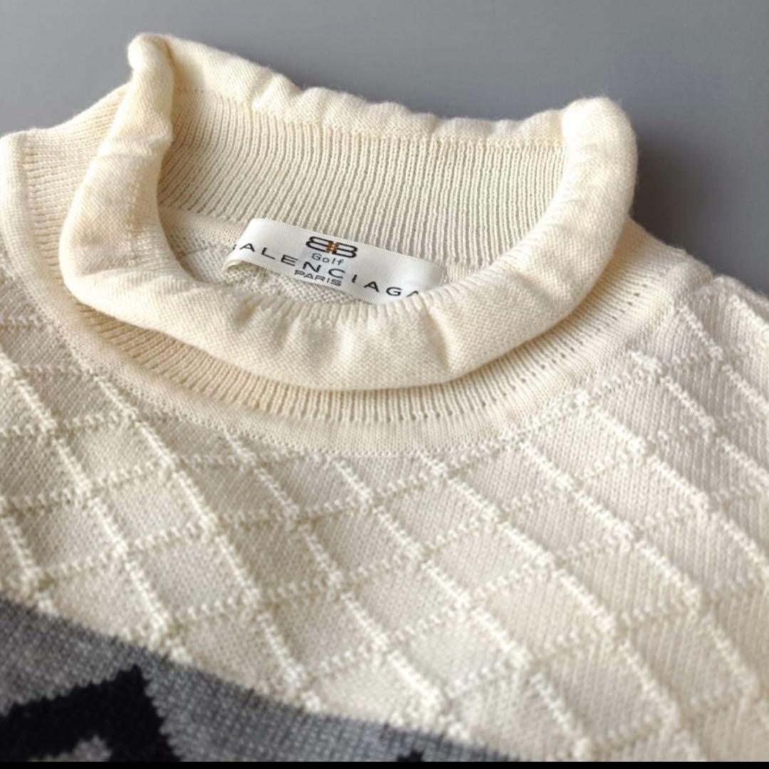 バレンシアガ　セーター　BALENCIAGA タートルネック　ホワイト　ゴルフ