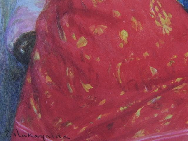 中山忠彦、緋のショール、希少な画集より、新品高級額・額装付