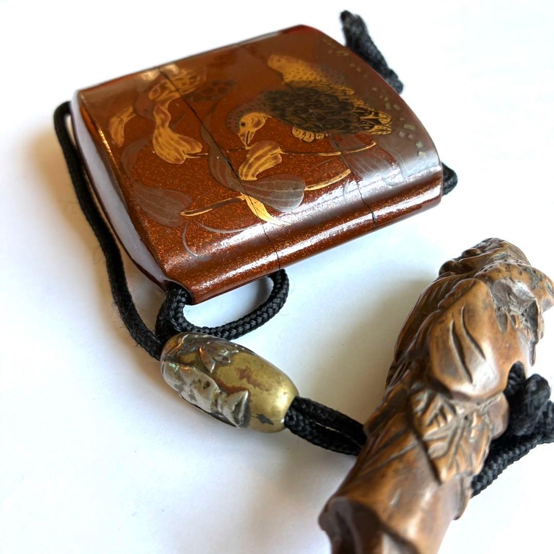 時代鶉蒔絵印籠