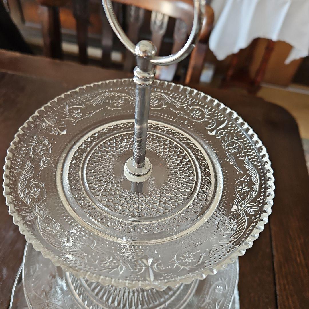 ガラス製三段ケーキスタンド