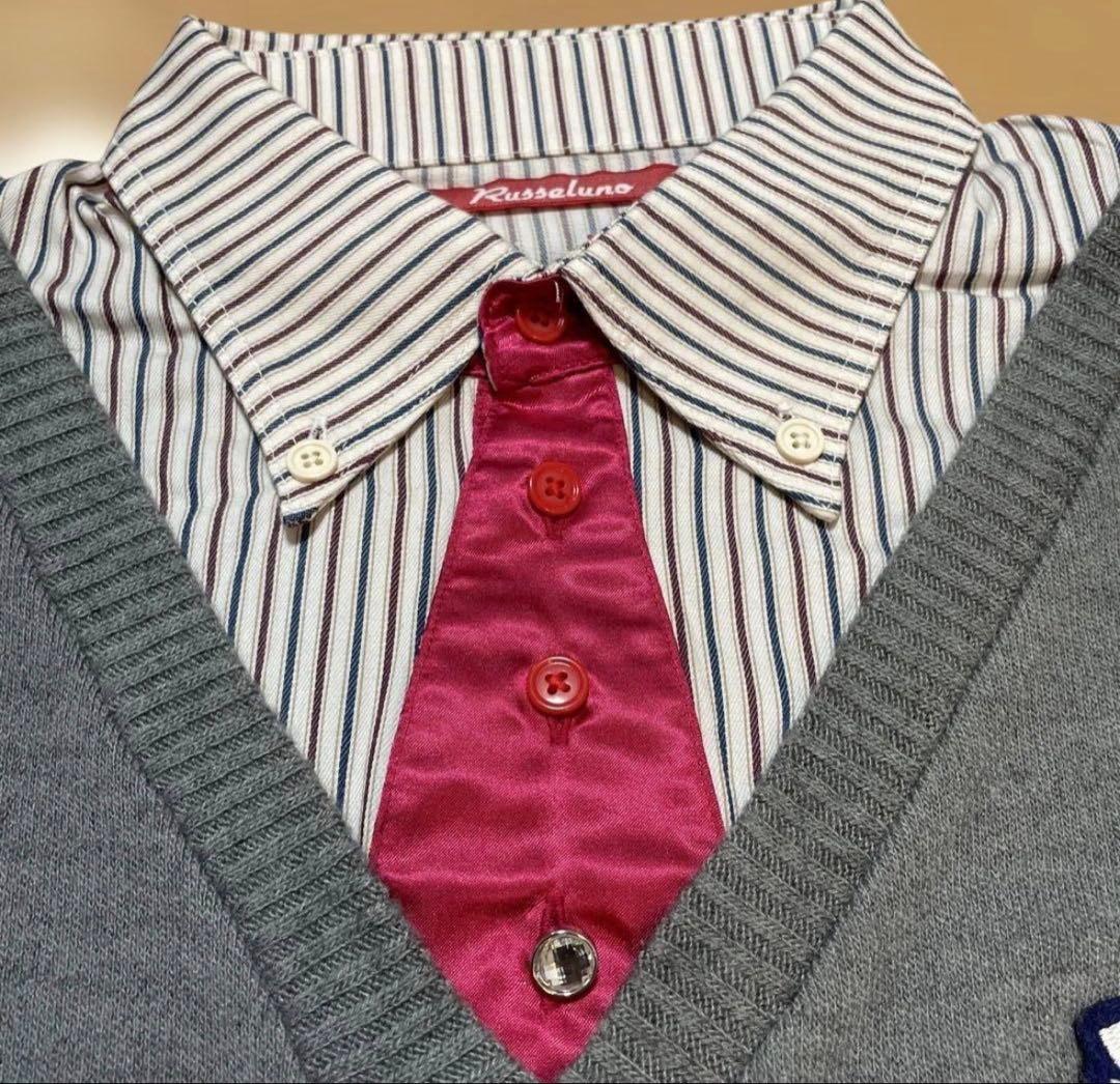 Russeluno ラッセルノ 襟付きVネックセーター L