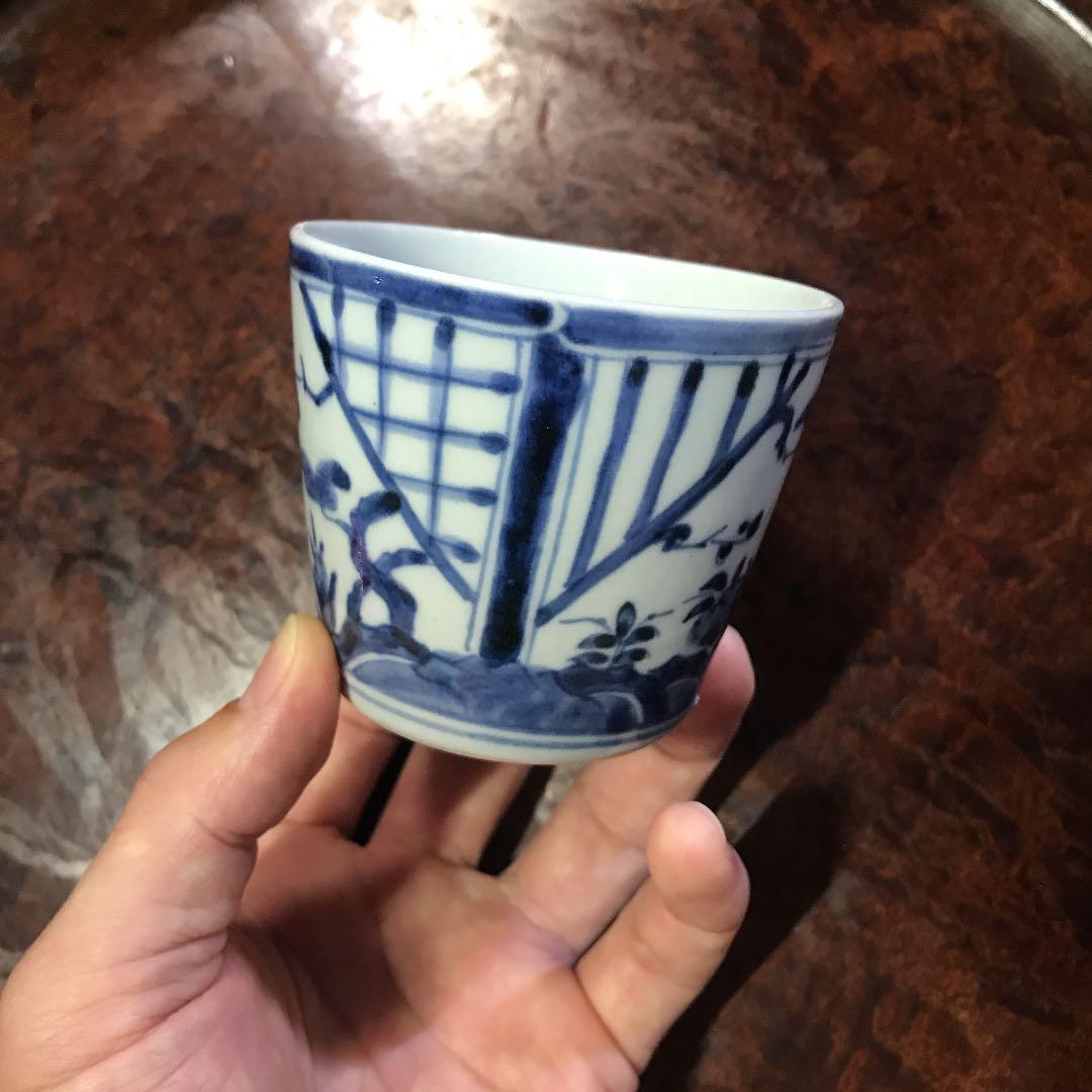 蕎麦猪口　染付　無傷完品　柿右衛門　藍柿右衛門　そばちょく　そばちょこ　藍九谷