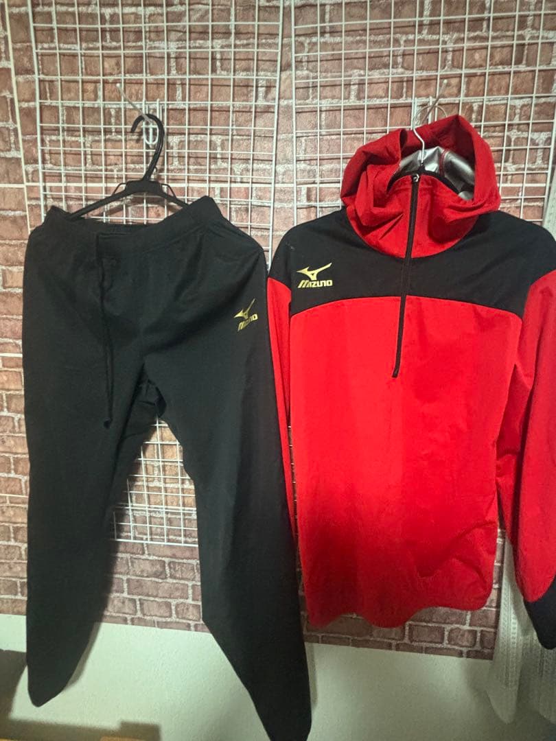 Mizuno ジャージ上下セット レッド/ブラック サウナスーツ