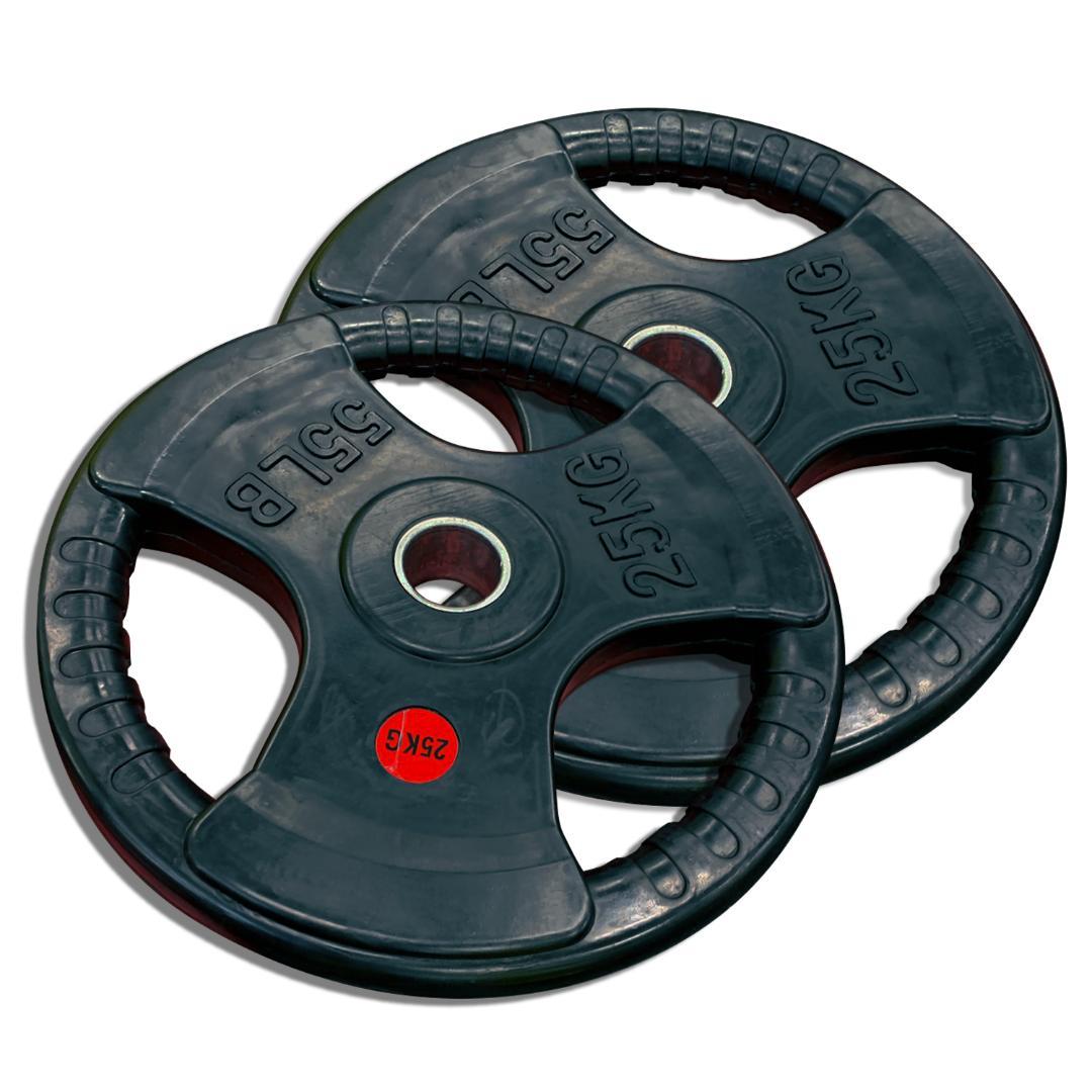 総重量100kg Φ50mm 3グリップラバープレート　25kg × 4枚SET