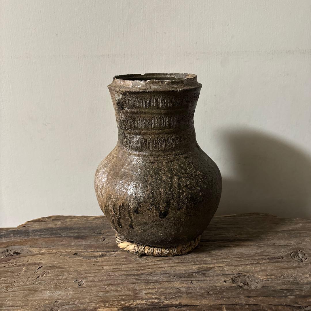 景色の良い　新羅〜高麗　壷　花生 花入れ アンティーク　古道具　骨董品検:李朝