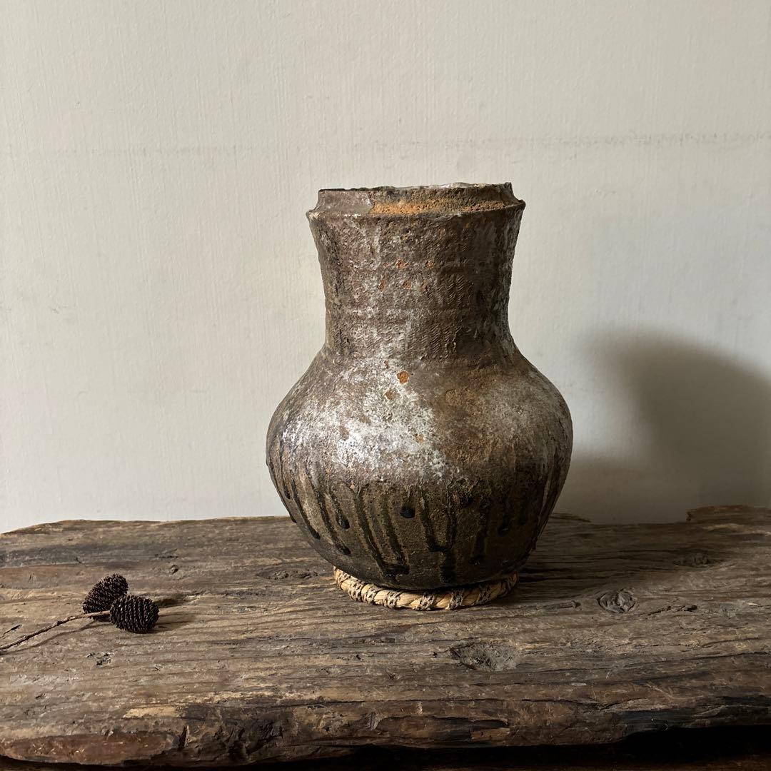 景色の良い　新羅〜高麗　壷　花生 花入れ アンティーク　古道具　骨董品検:李朝
