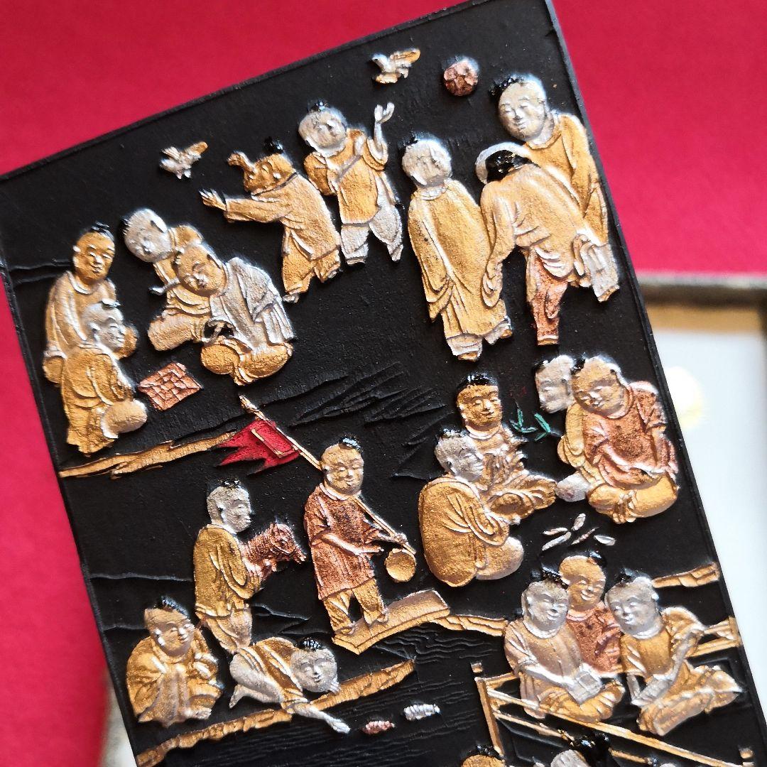 中国書道古墨仿古藏墨徽歙曹素功堯千氏精製徽墨上海墨骨董品金絵柄