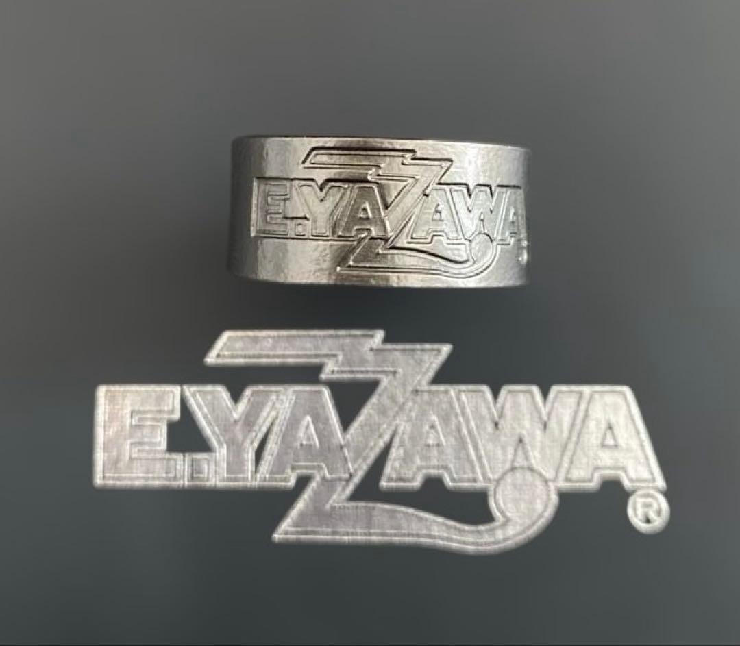 希少　E.YAZAWAロゴ　メタルブラックリング