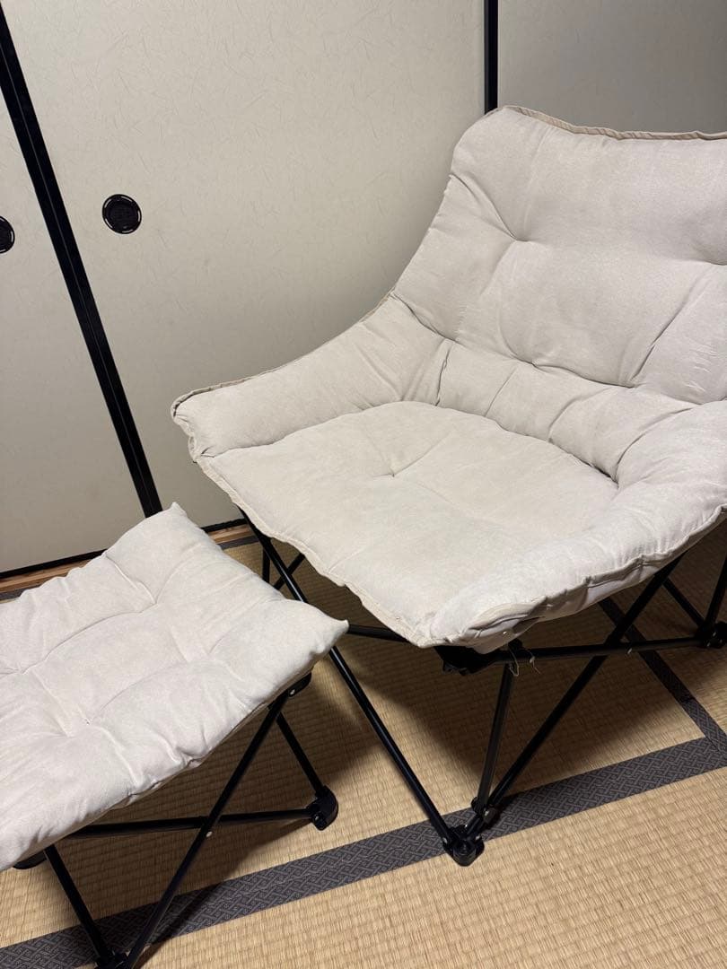 ニトリ　バタフライチェア　ワイド　折りたたみスツール　オットマン　セット