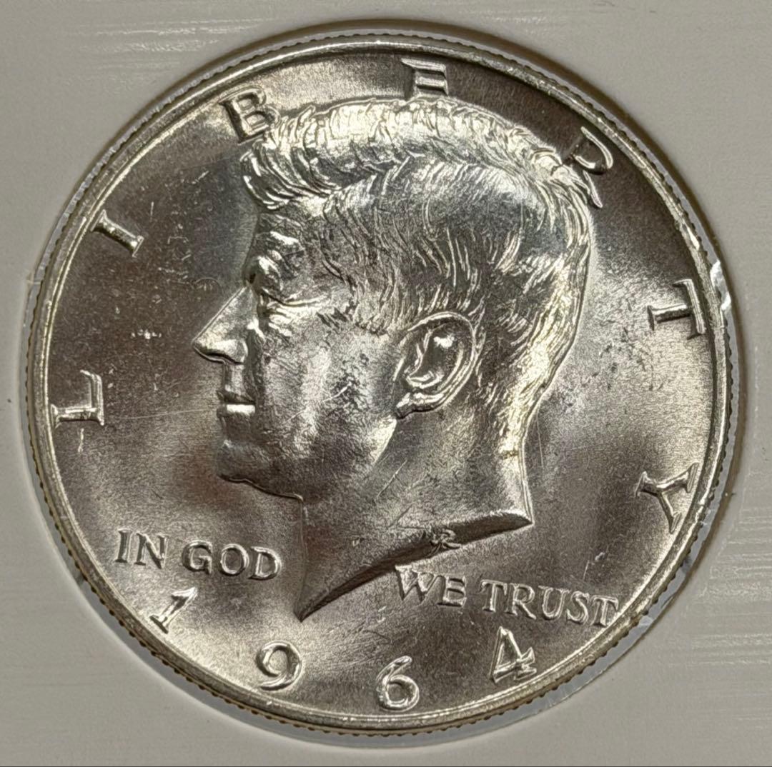 1964年ケネディハーフダラー銀貨（ミントマークＤ）ハイグレード