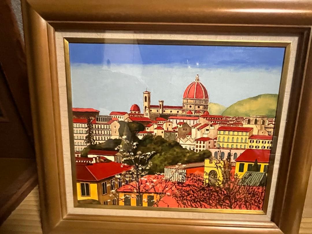 荒木淳一　油彩画　風景画　サイン入り　額装