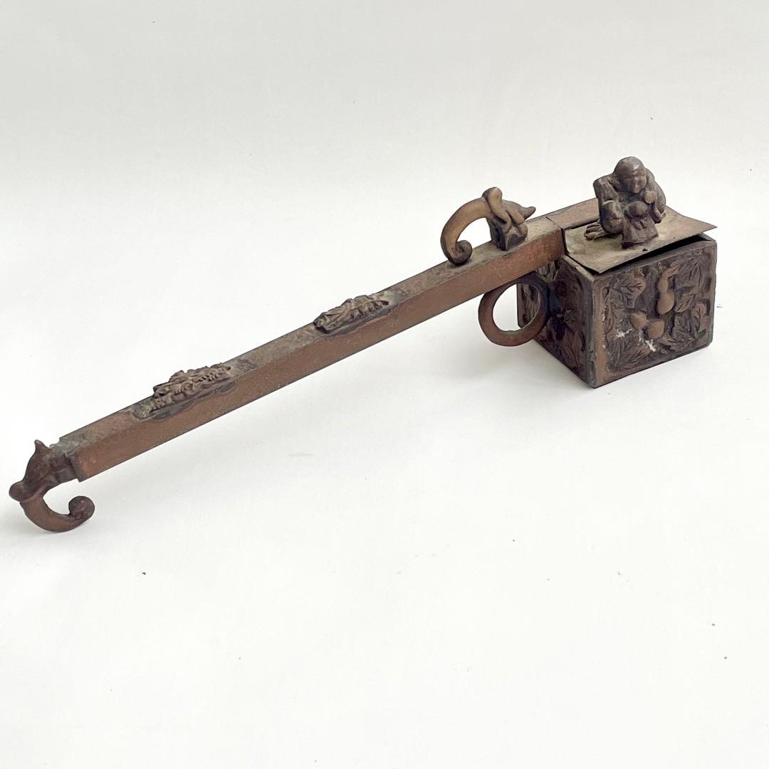 銅製 矢立 筆記具 布袋 アンティーク 骨董 大きいサイズ