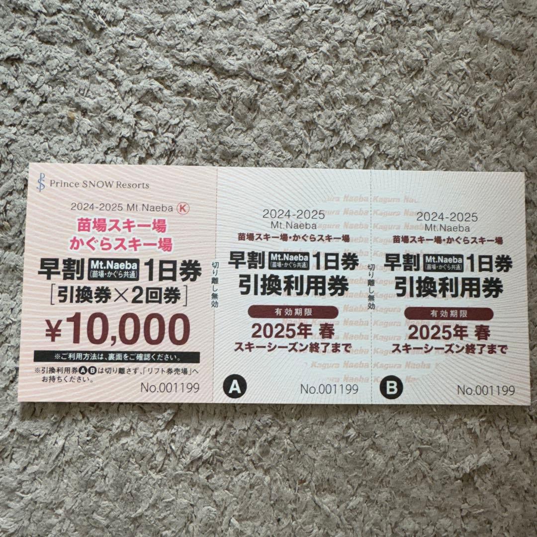苗場、かぐらスキー場共通一日券✖️2