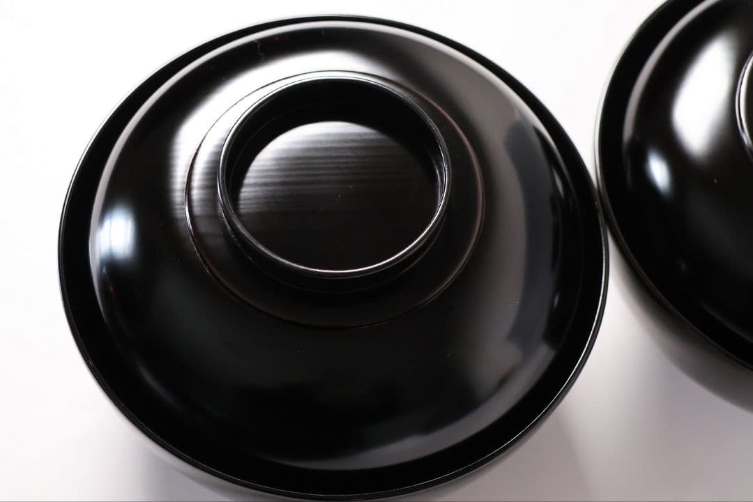 【MB195】輪島塗 天然木漆塗 黒塗椀 二客 蒔絵 大和絵 源氏絵 人物 昭和