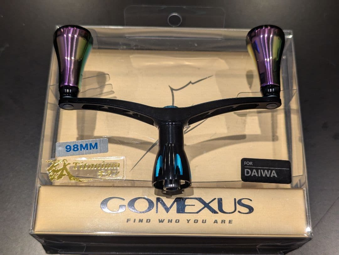 ゴメクサス ダイワ用 ダブルハンドル エメラルダスカラー 98mm チタンノブ