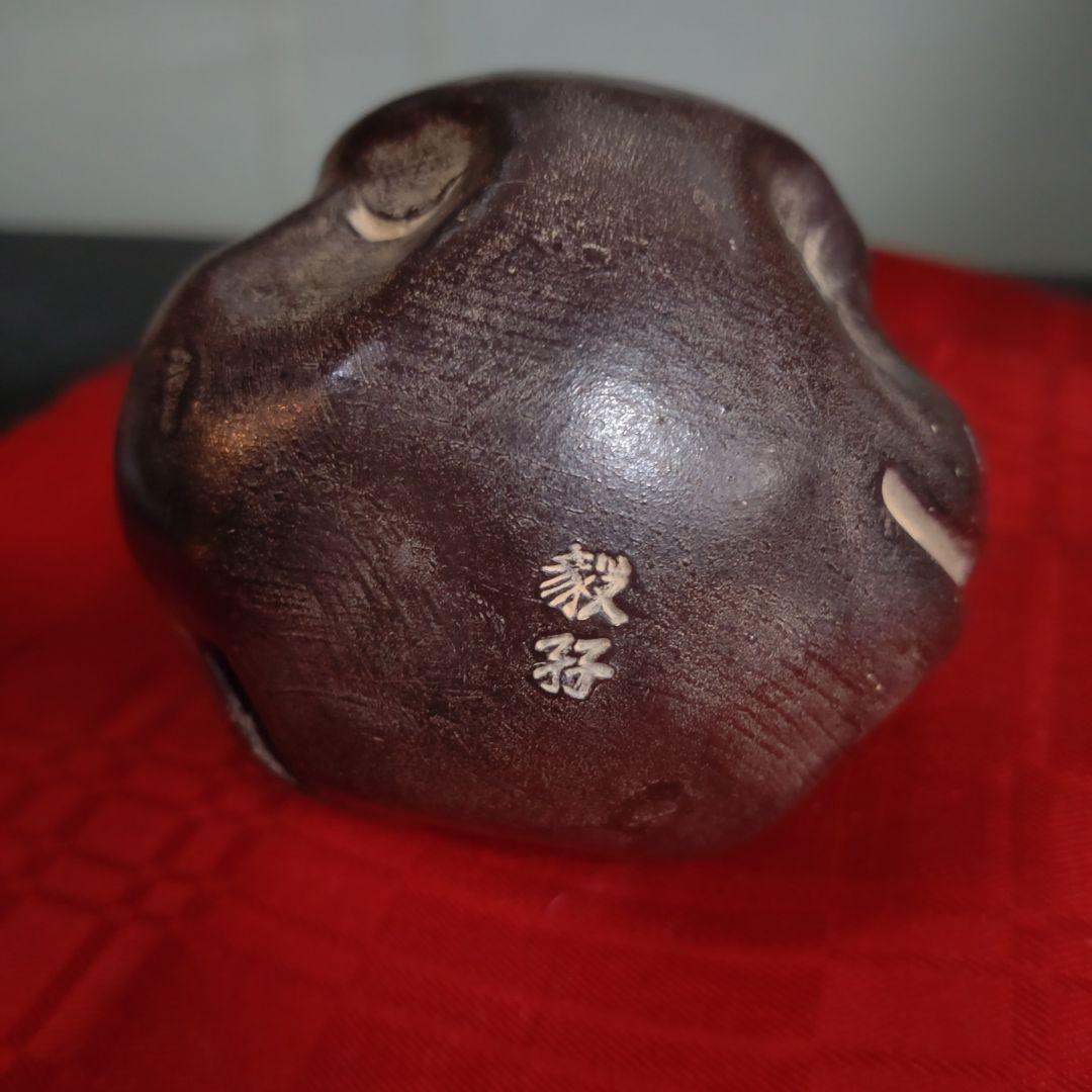 昭和の陶器製猿の三面土鈴　見ざる　言わざる　聞かざる