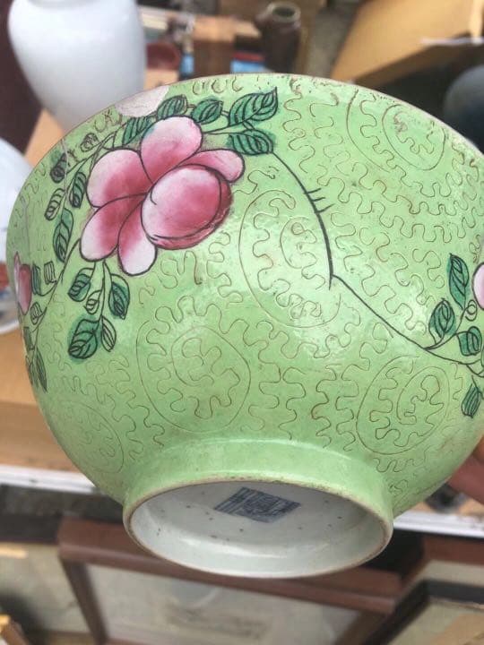 茶碗 粉彩轧道 嘉慶年製 中国美術