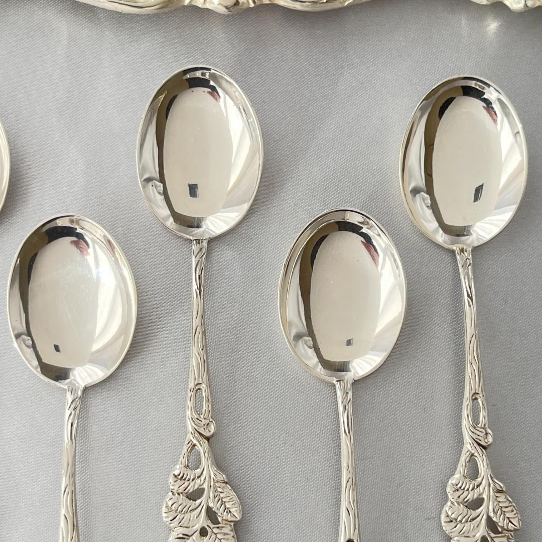 【ANTICO】 ヒルデスハイムローズ ティースプーン 6本【純銀】10.5cm