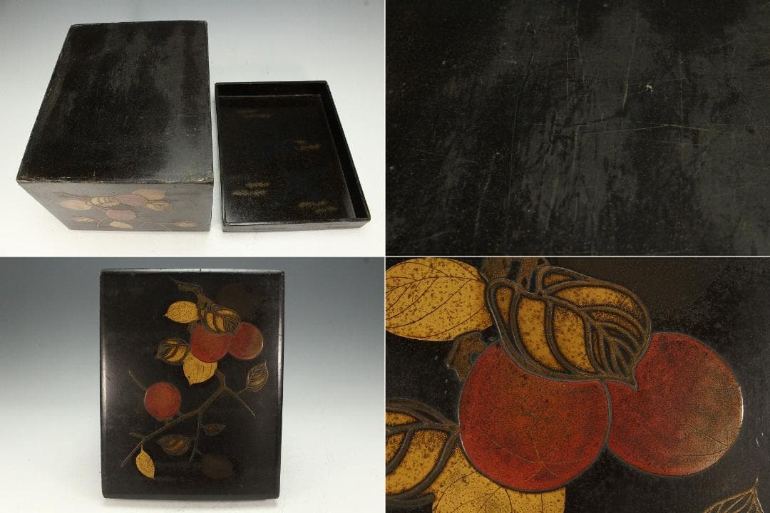 和楽器 果実 柿 蒔絵 時代 鼓箱(K-YC522)