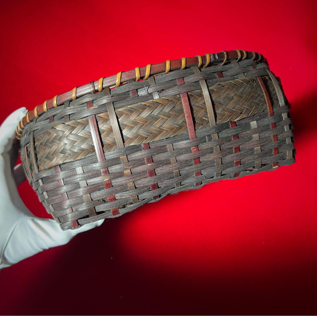 古道具 炭取籠 竹編 炭斗 炭篭 在銘 茶道具