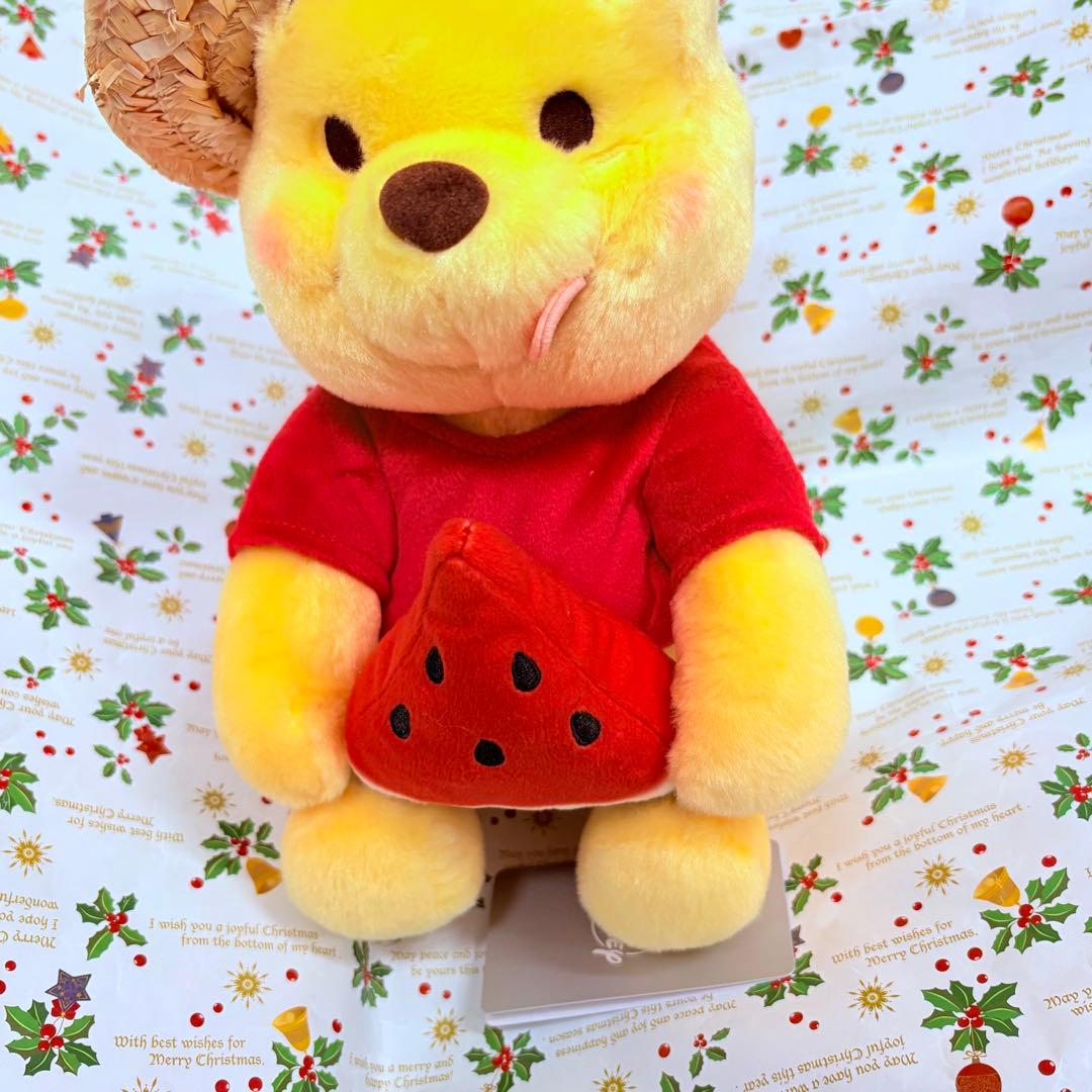 ディズニー　プーさん　ぬいぐるみ　麦わら帽子