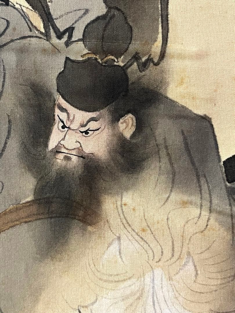 映丘「鐘馗厄除け図」 絹本 魔除け 人物図 美術品 日本画 鍾馗白馬　松岡映丘?