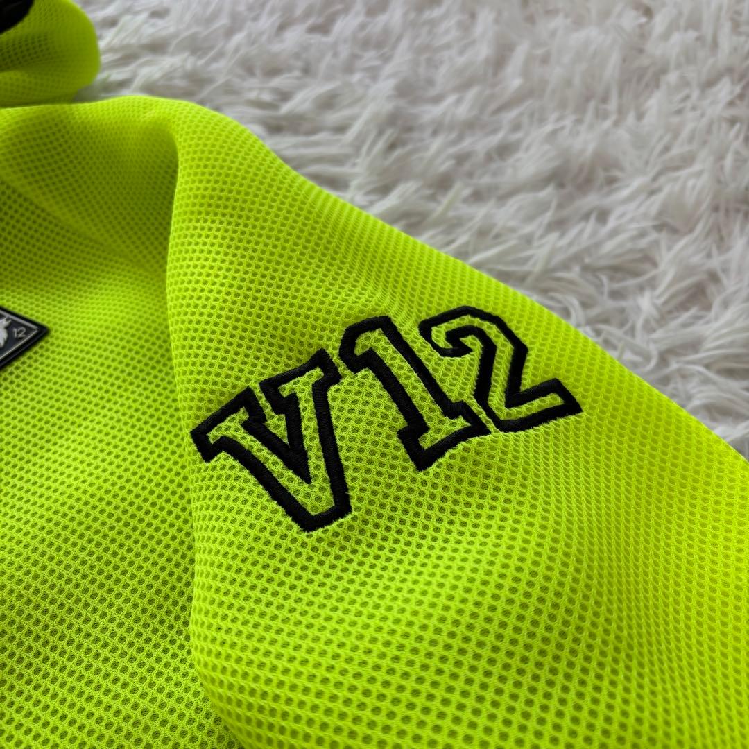 V12 ゴルフ パーカー メッシュ イエロー ブルゾン ジップ