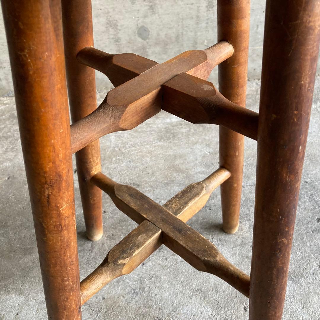 古い味のあるスツール チェア 丸椅子 置物台 飾り台 花台 木製 古道具 レトロ