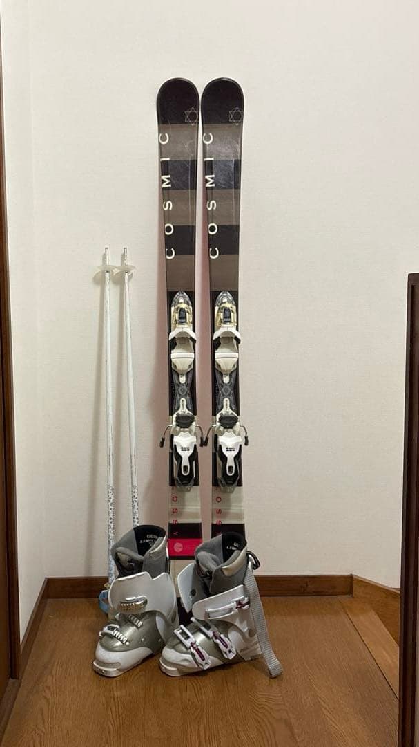 初心者向けスキー板、ブーツ、ストックセット