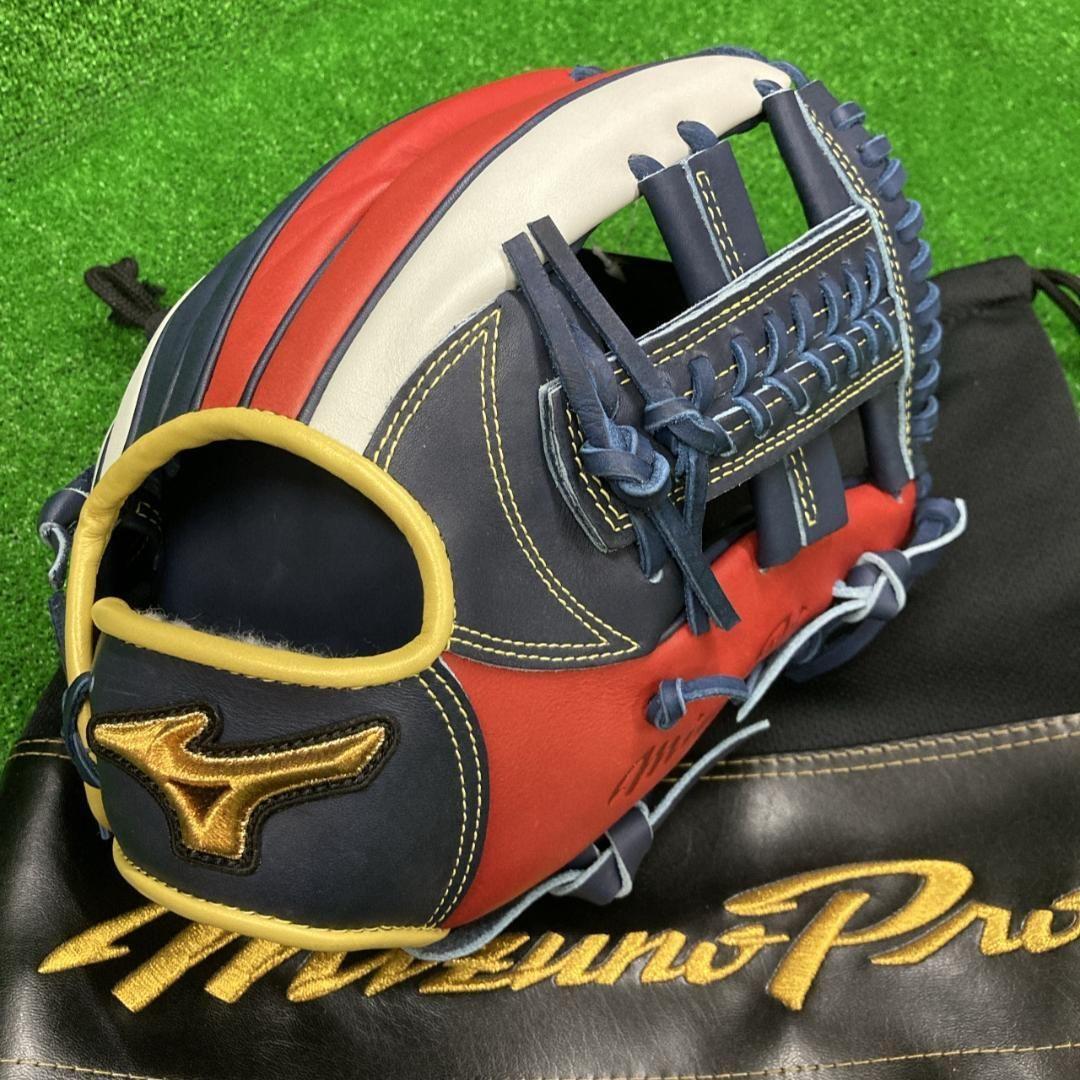 新品 ミズノプロ 軟式用グラブ 内野手用 Dブルー×レッド 1AJGR28113
