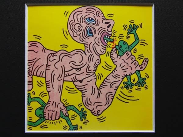 Keith Haring、No.73、希少画集画、新品額装付、状態良好