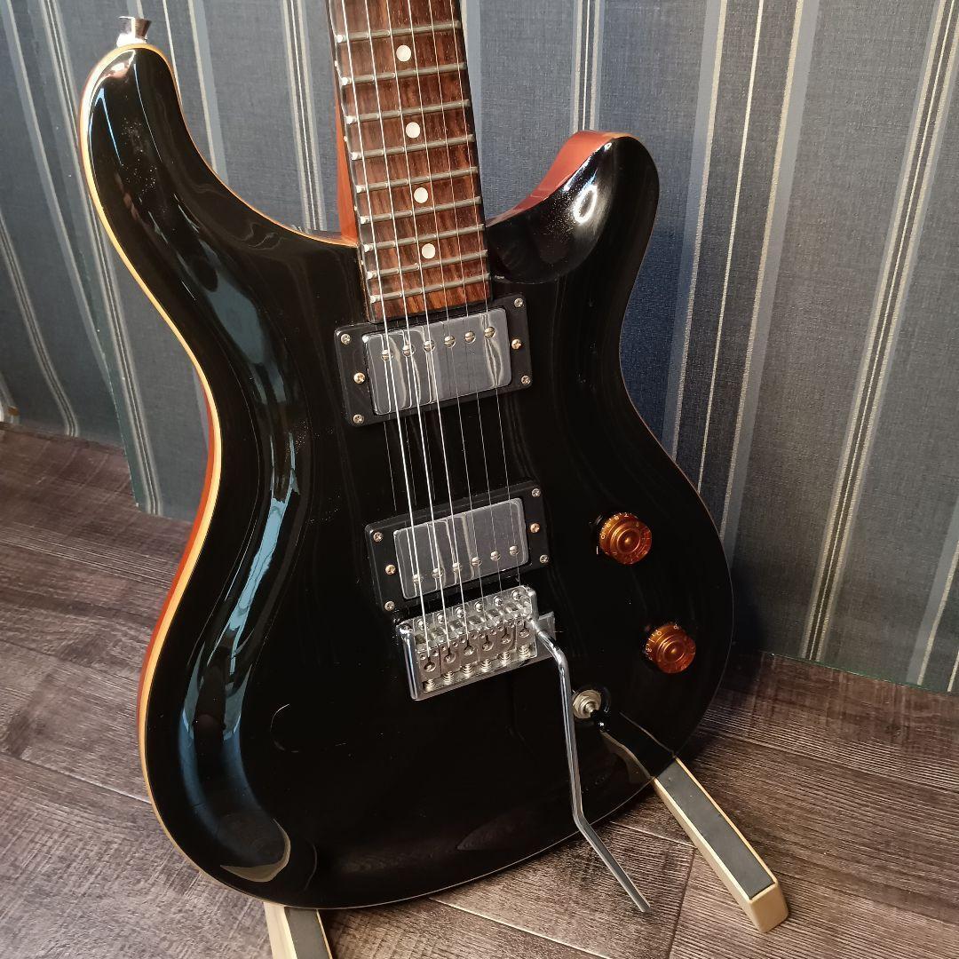 薄ボディ　PRS風 セットネック ストラト　ST　黒 エレキギター 　トレモロ
