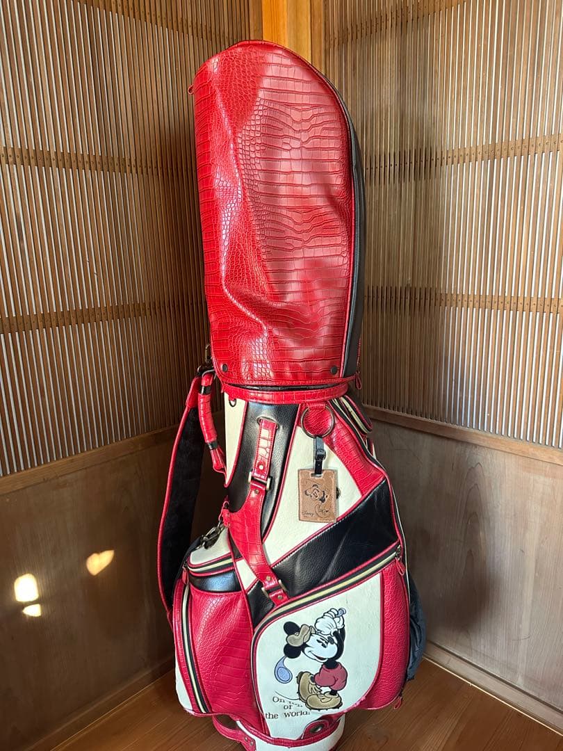 【美品】ディズニー　ミッキー　キャディバッグ　赤