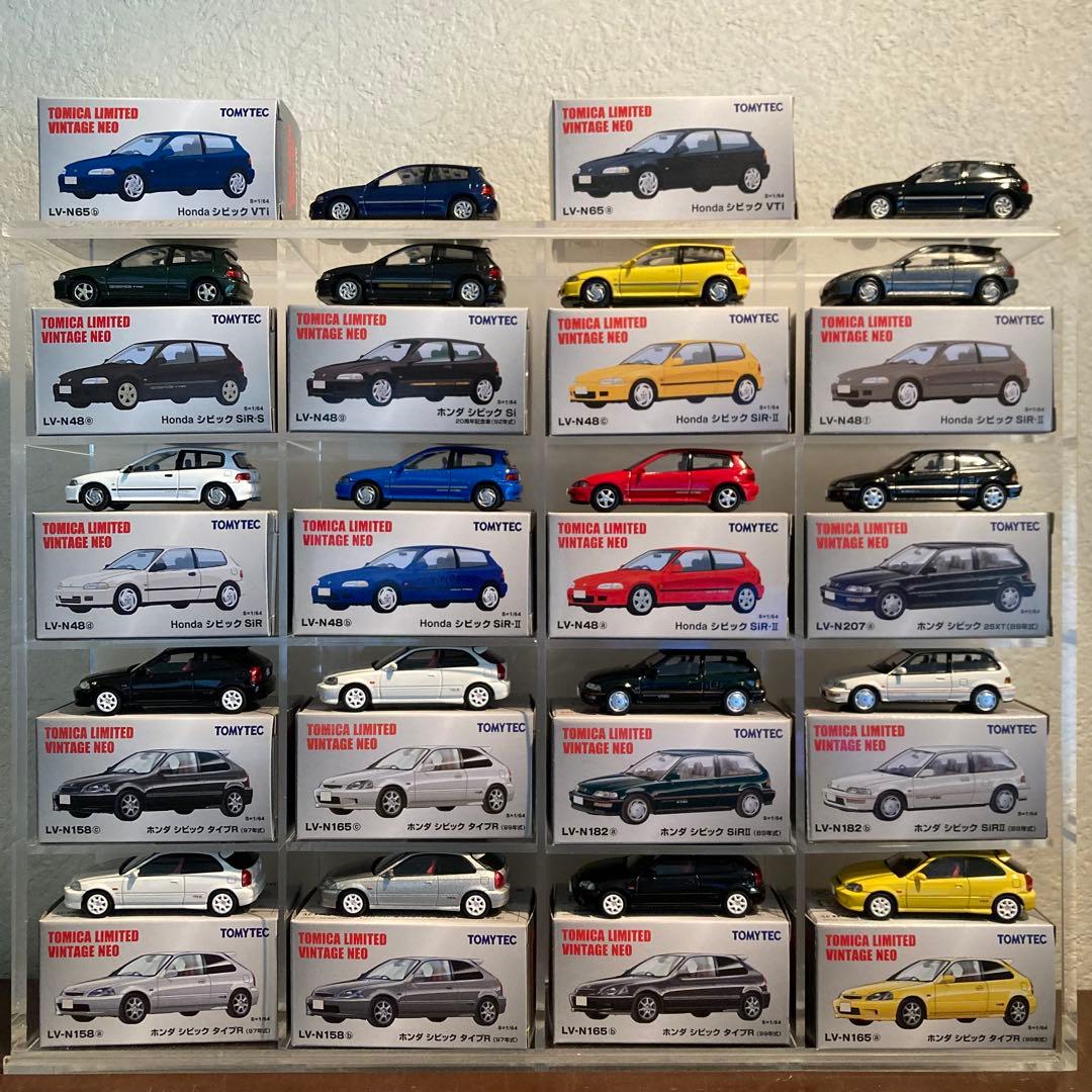 トミカリミテッドヴィンテージネオHondaシビック18台セット　アクリルケース付