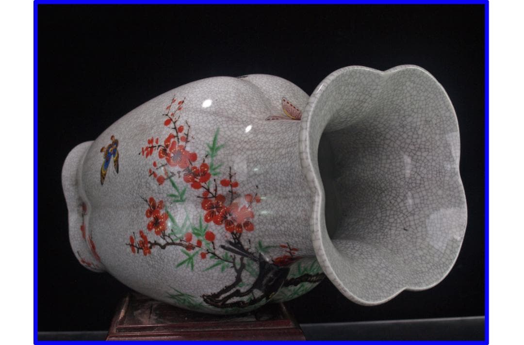 中国 清時代　在銘手描き花瓶 美術品　激安骨董品 DE1040B12-5