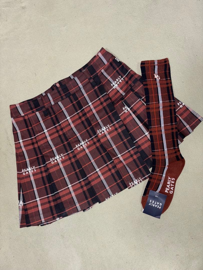 （新品、美品）パーリーゲイツ 、グレンチェック柄シリーズ、2点セット、サイズ1