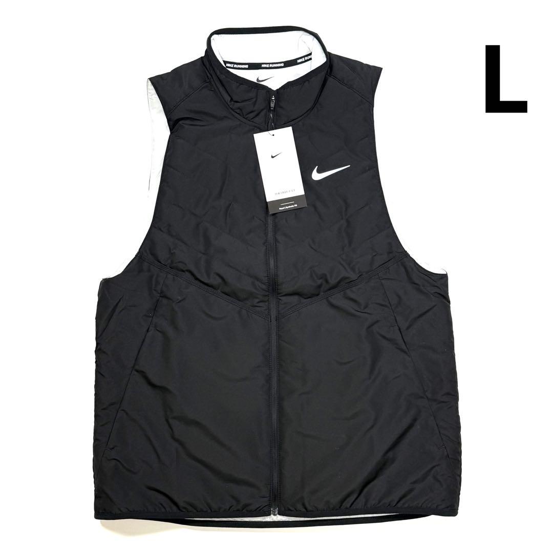 ナイキ　サーマフィット　レペル　メンズ　ランニングベスト　中綿　L 黒 防寒
