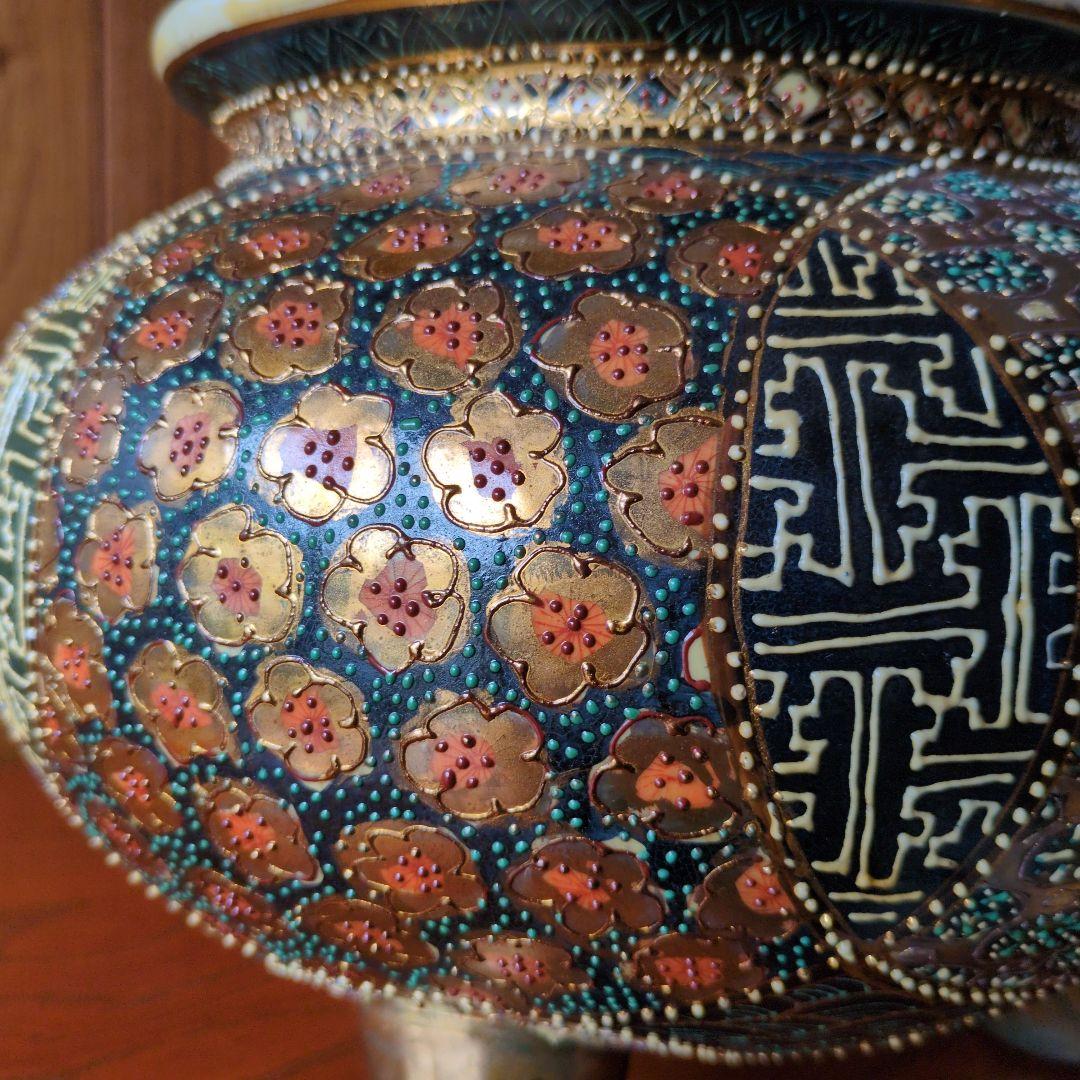 九谷焼 大香炉 三足 青粒 骨董 工芸品 古美術 アンティーク