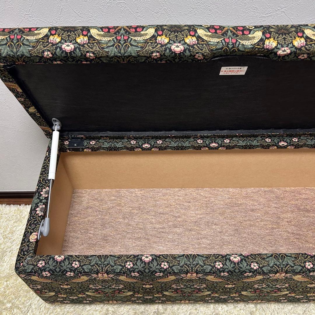 ベンチスツール　収納ベンチ　William Morris モリス　イチゴ泥棒