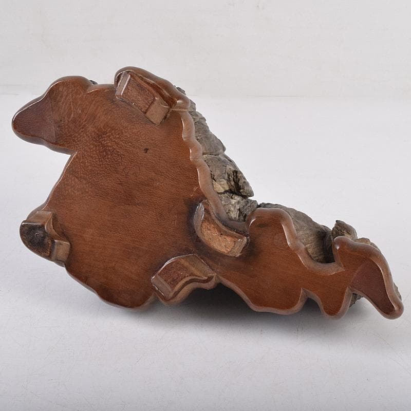 天然石　鑑賞石　太湖石　霊壁石　置物　約1579g　唐木台付　M　R8881