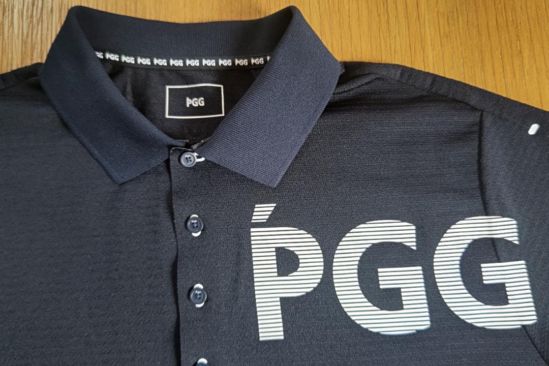 PGG　ボーダー柄ジャージー 半袖ポロシャツ (MENS) サイズ６（XL）