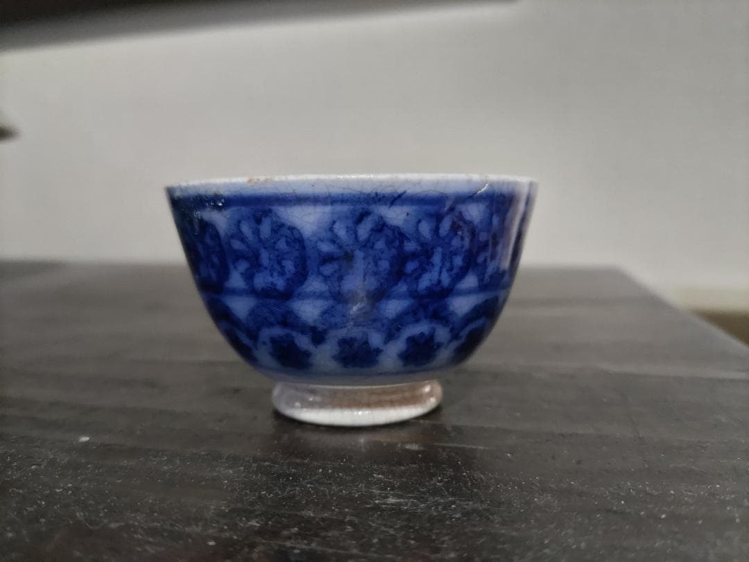 珍！デルフト　幾何学紋　印判　酒盃・小カップ