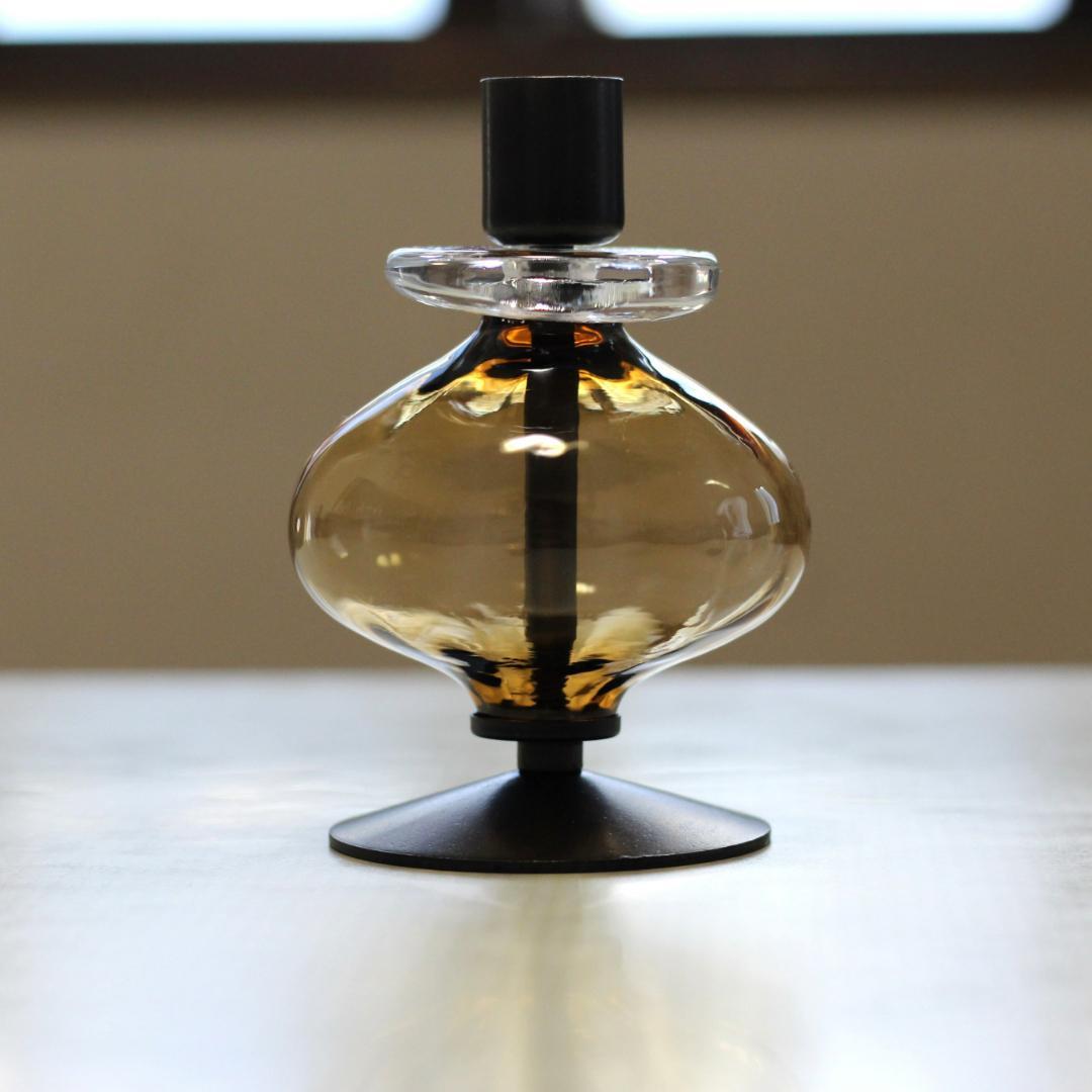 【美品】エリックホグラン　キャンドルスタンド オニオン型　アンバー 01