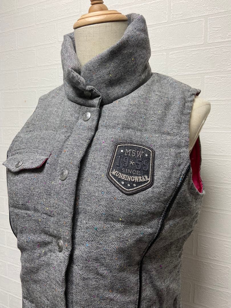 Munsing wear ミックスツイード　ダウンベスト　サイズM 美品☆