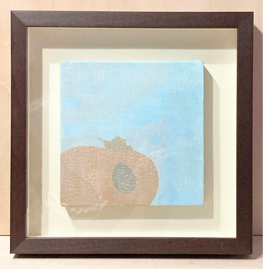 谷田恵美「かき」額装●アクリル画 百貨店取扱い作家●